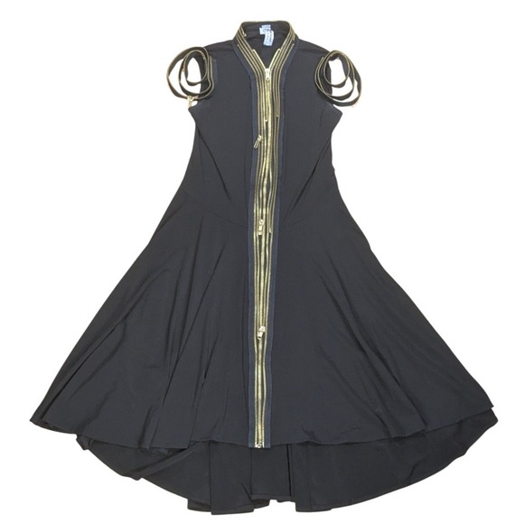 Sohung Designs Dress Black Gold Zipper Detail Handmade New York Women's Medium - Picture 1 of 6